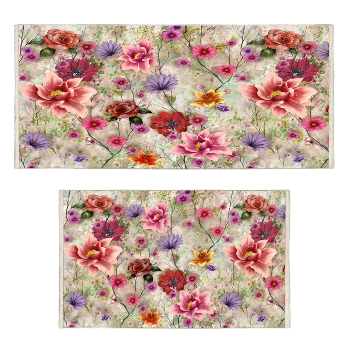 Set covoare bucătărie antiderapante, 2 piese, model floral multicolor [2]