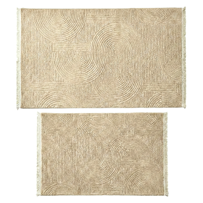 Set 2 covoare bucătărie antiderapante, Welsoft, acolade, crem [2]