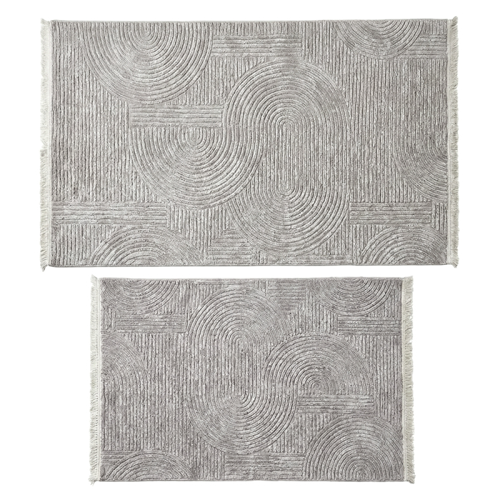 Set 2 covoare bucătărie antiderapante, Welsoft, acolade, gri [2]