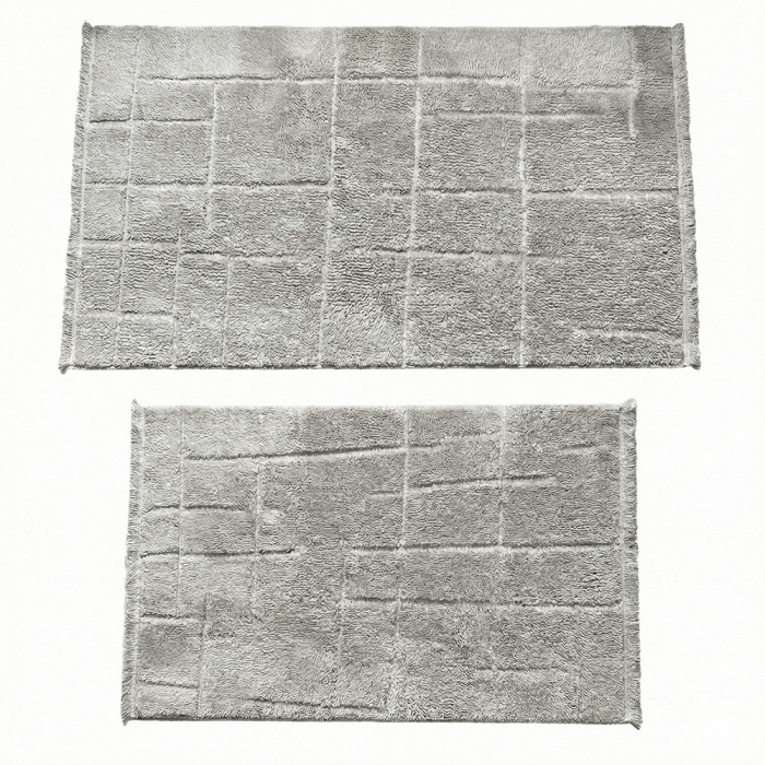 Set 2 covoare bucătărie antiderapante, Welsoft, model texturat gri [2]