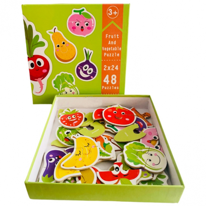 Set 24 puzzle din 2 piese din lemn cu legume JC79 [2]
