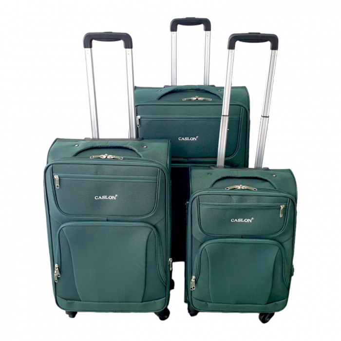 Set 3 valize troler material textil, 4 roți, verde, 3 dimensiuni, TRC87 [2]