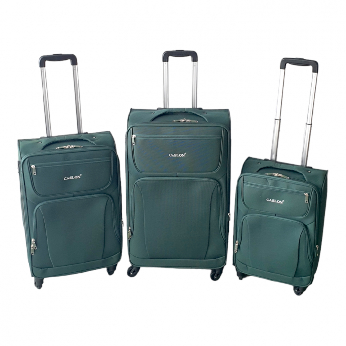 Set 3 valize troler material textil, 4 roți, verde, 3 dimensiuni, TRC87 [3]
