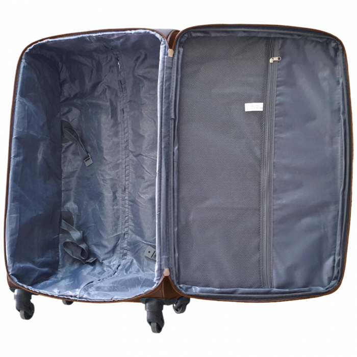 Set 3 valize troler material textil, 4 roți, maro, 3 dimensiuni, TRC31 [9]