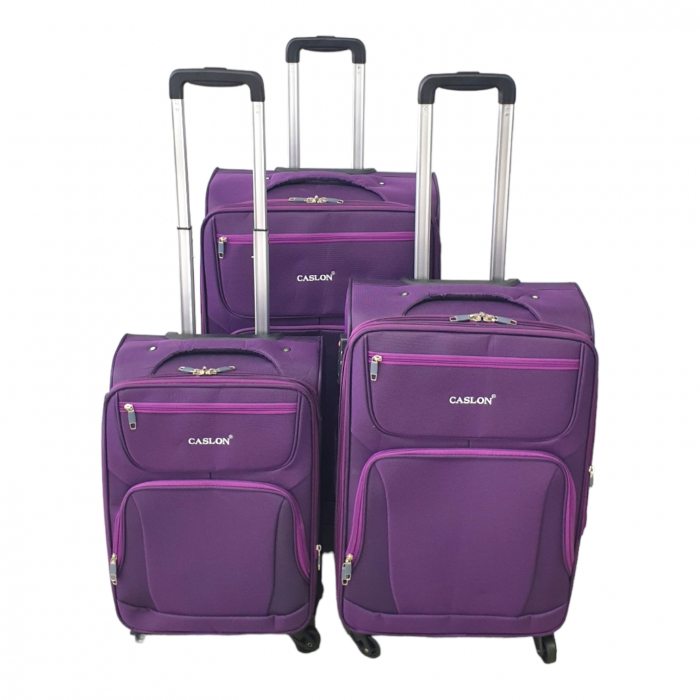 Set 3 valize troler material textil, 4 roți, mov, 3 dimensiuni, TRC91 [2]