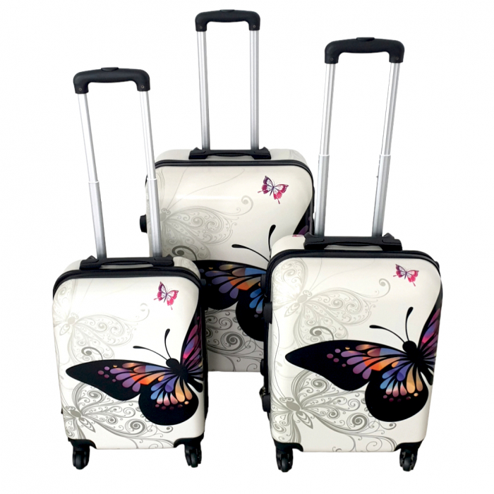 Set 3 valize troler ABS, 4 roți, fluture, 3 dimensiuni, TRC39 [2]