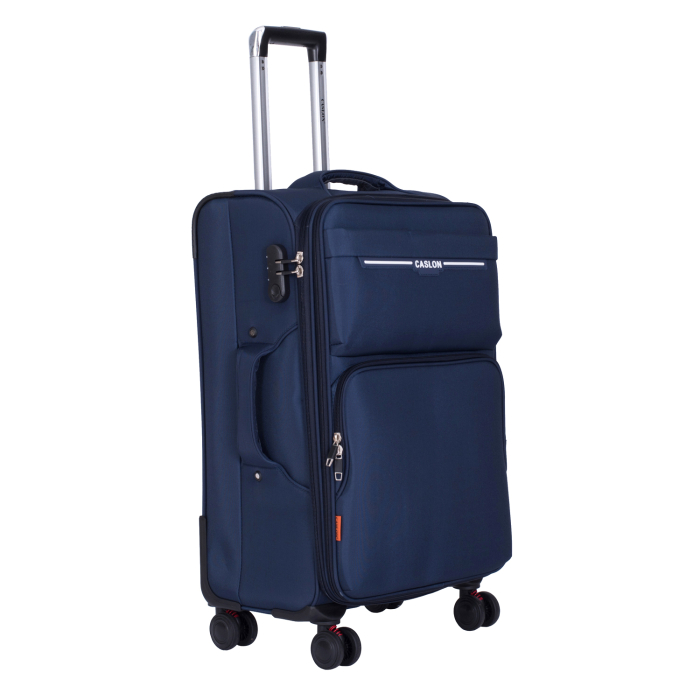 Set 3 valize troler textil, bleumarin, 4 roți antișoc, 3 dimensiuni (S, M, L) [6]