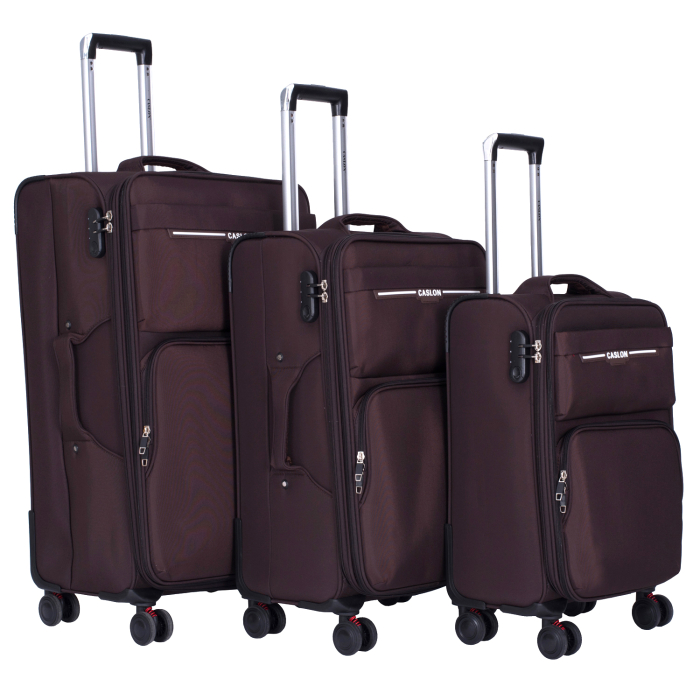 Set 3 valize troler textil, maro, 4 roți antișoc, 3 dimensiuni (S, M, L) [2]