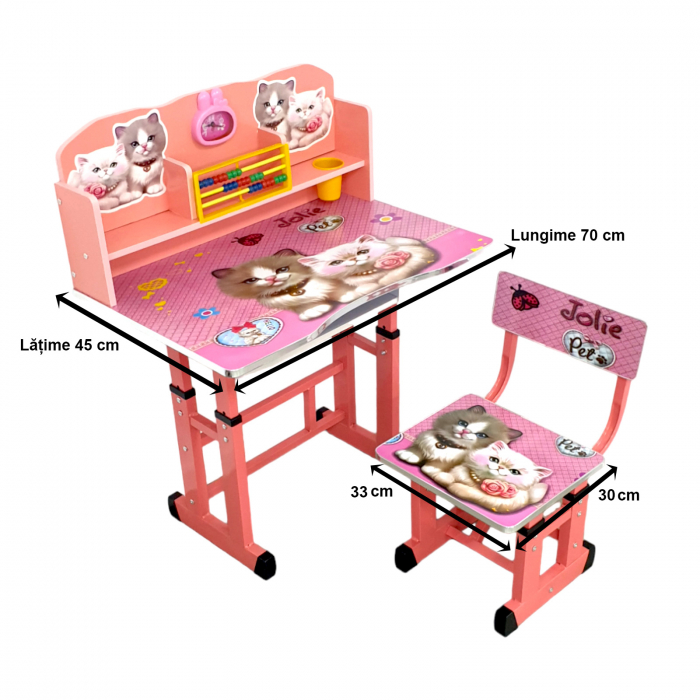 Set birou cu scăunel, metalic + MDF, 69x45 cm, reglabil pe înălțime, MC07 [9]