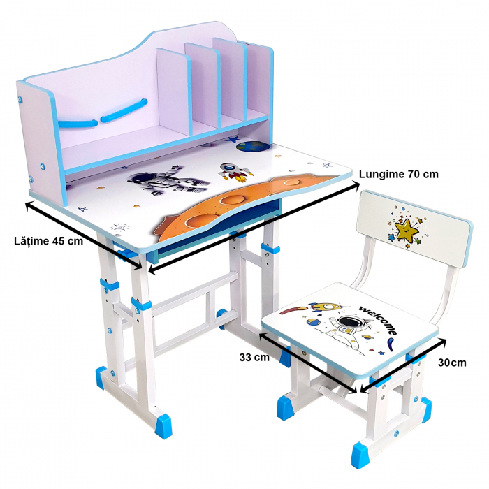 Set birou cu scăunel, metalic + MDF, 69x45 cm, reglabil pe înălțime, MC08 [9]