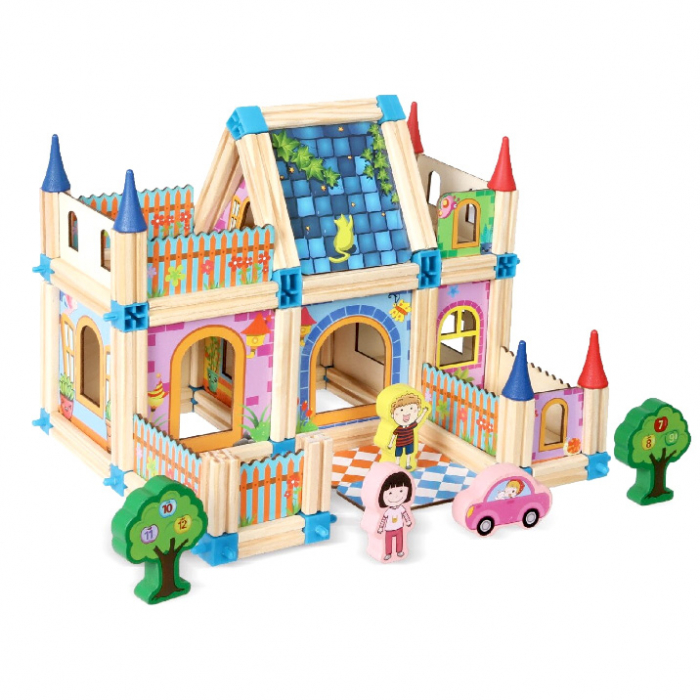 Set de construcție din lemn Micul Arhitect 128 piese JC82 [2]
