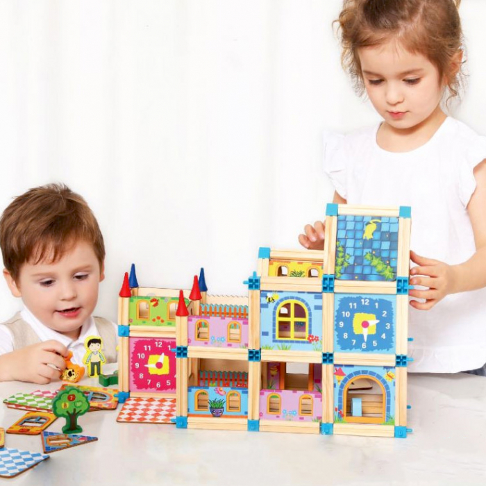 Set de construcție din lemn Micul Arhitect 128 piese JC82 [5]