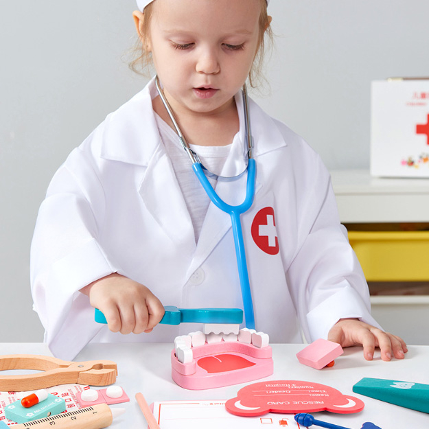 Set trusă dentist de jucărie din lemn cu 20 de accesorii JC56 [4]