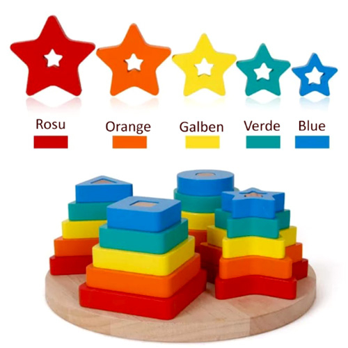 Sortator din lemn Montessori rotund 4 coloane JC17 [4]
