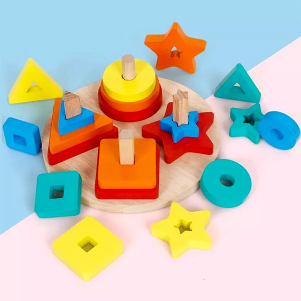 Sortator din lemn Montessori rotund 4 coloane JC17 [3]
