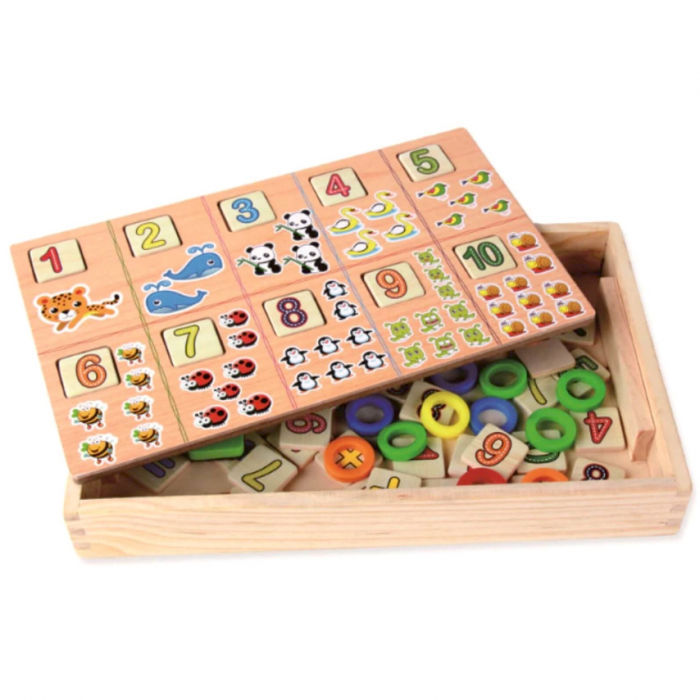 Tablă din lemn cu 2 fețe educativă calcule matematică JC44 [3]