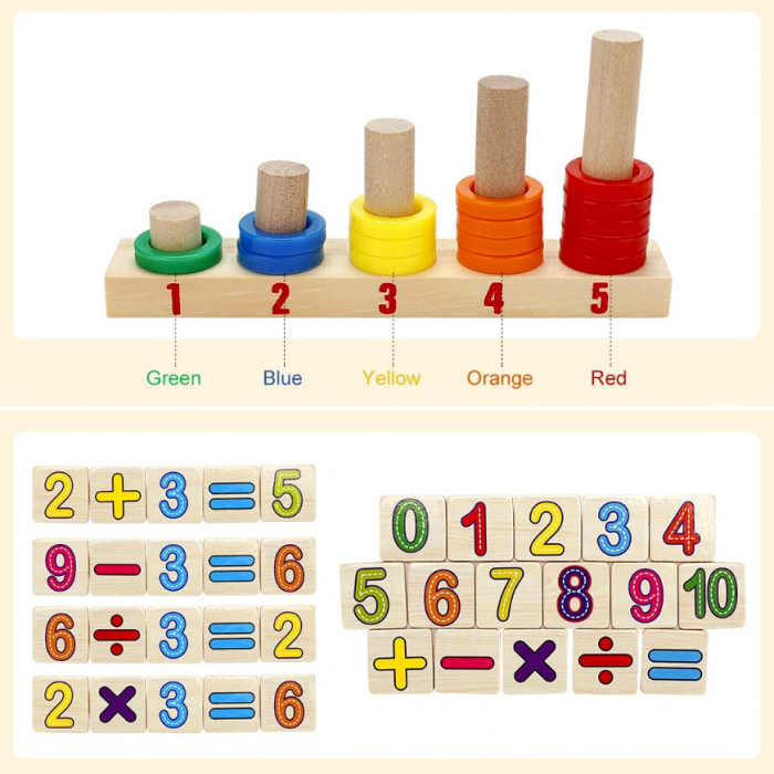 Tablă din lemn cu 2 fețe educativă calcule matematică JC44 [6]