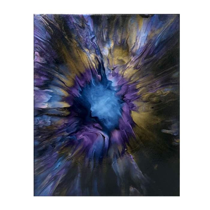 Tablou pictat manual, acrilic pe pânză, 33 x 41 cm, iridescent [2]