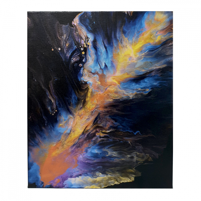 Tablou pictat manual, acrilic pe pânză, 38 x 46 cm, iridescent [2]