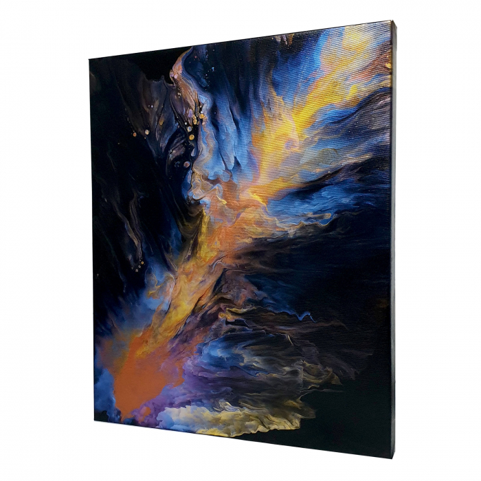 Tablou pictat manual, acrilic pe pânză, 38 x 46 cm, iridescent [3]