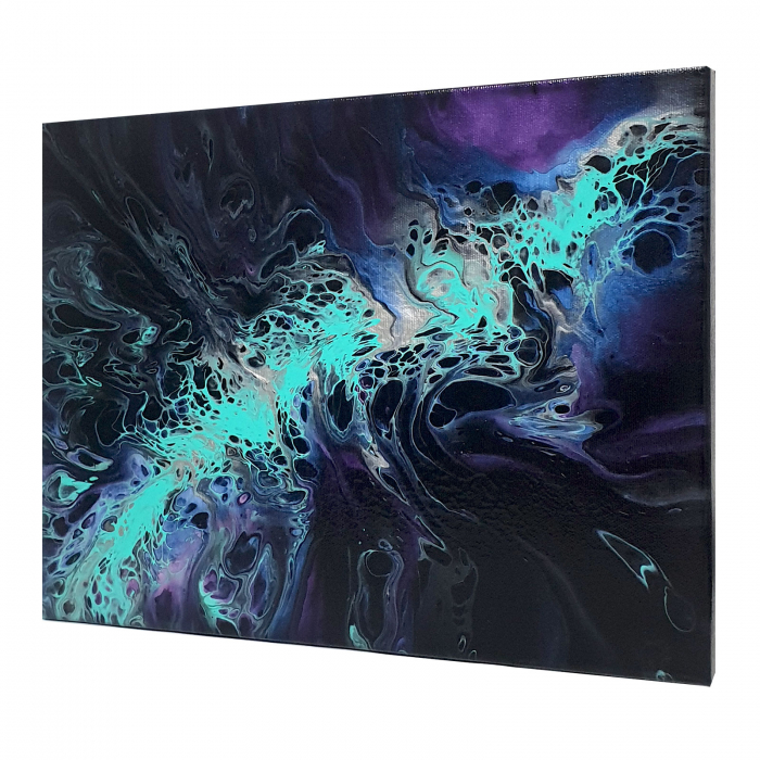Tablou pictat manual, acrilic pe pânză, 40 x 30 cm, iridescent [3]