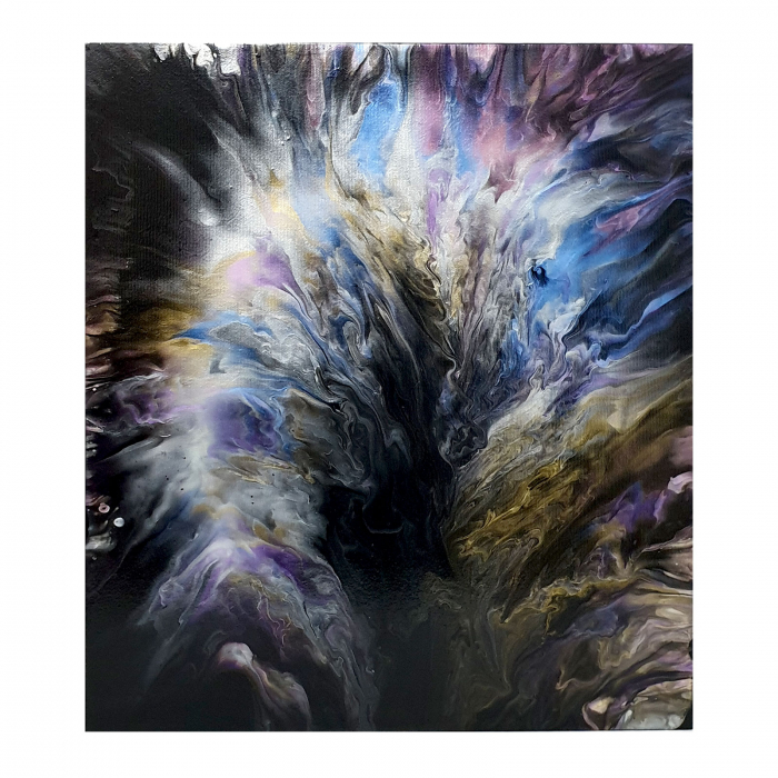 Tablou pictat manual, acrilic pe pânză, 40 x 45 cm, iridescent [2]