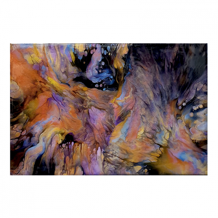 Tablou pictat manual, acrilic pe pânză, 45 x 30 cm, iridescent, finisat cu rășină [2]