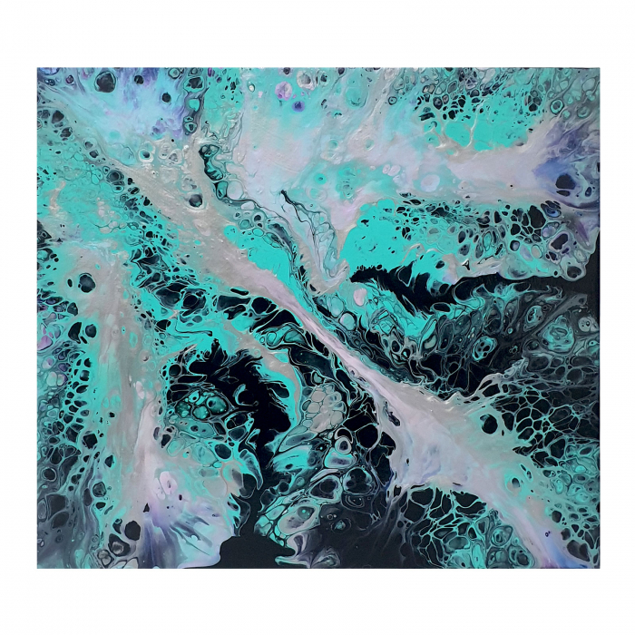 Tablou pictat manual, acrilic pe pânză, 45 x 40 cm, iridescent [2]