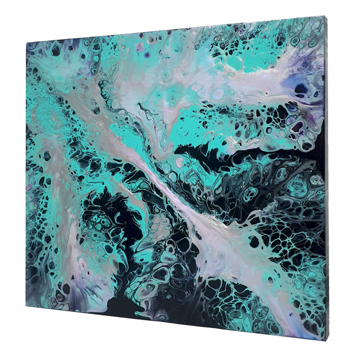 Tablou pictat manual, acrilic pe pânză, 45 x 40 cm, iridescent [3]