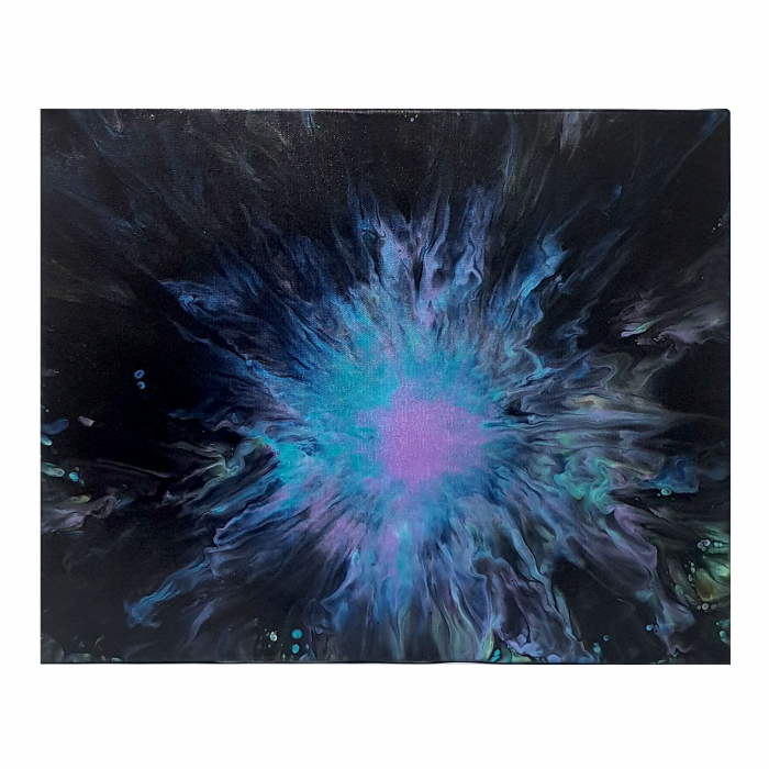 Tablou pictat manual, acrilic pe pânză, 50 x 40 cm, iridescent [2]