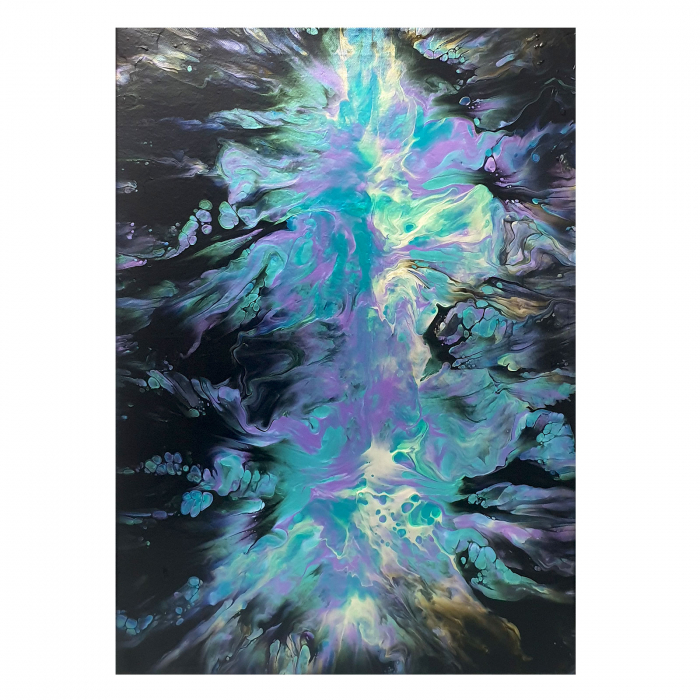 Tablou pictat manual, acrilic pe pânză, 50 x 70 cm, iridescent [2]