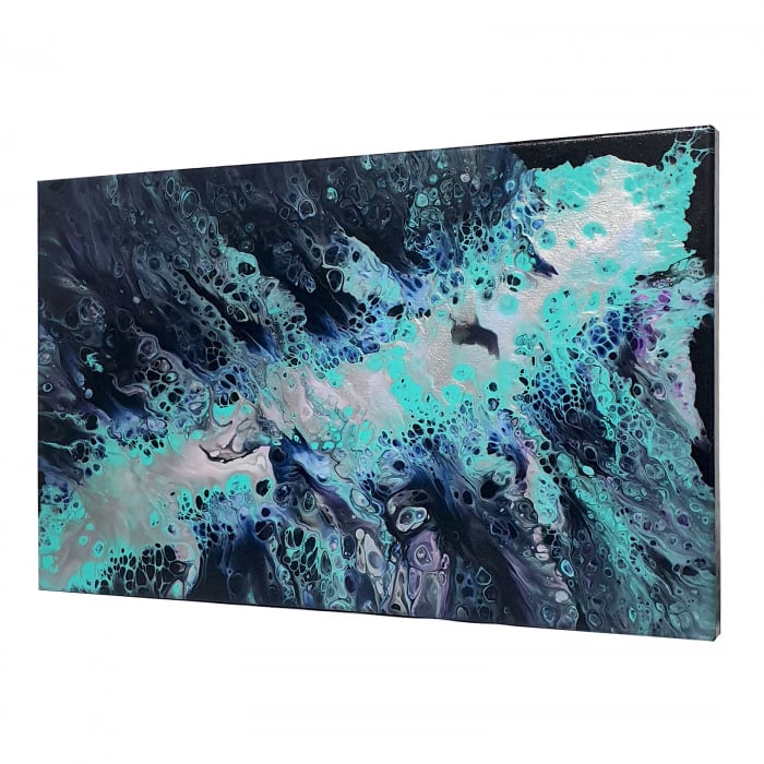 Tablou pictat manual, acrilic pe pânză, 65 x 40 cm, iridescent [3]