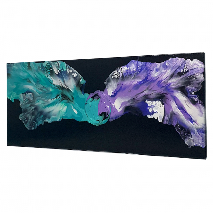 Tablou pictat manual, acrilic pe pânză, 70 x 30 cm, iridescent [3]