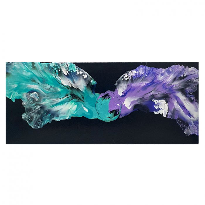 Tablou pictat manual, acrilic pe pânză, 70 x 30 cm, iridescent [2]