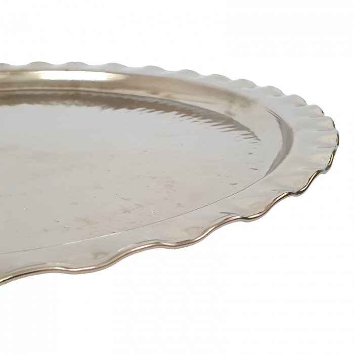 Tavă rotundă din cupru alb lucrată manual diametru 34 cm CTR45 [2]