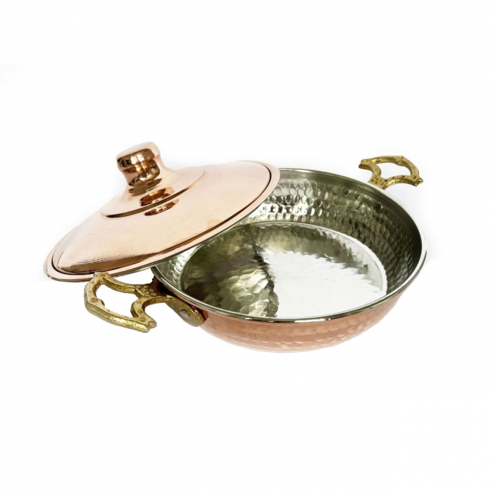 Tigaie cu capac din cupru lucrată manual 18 cm CTR09 [2]