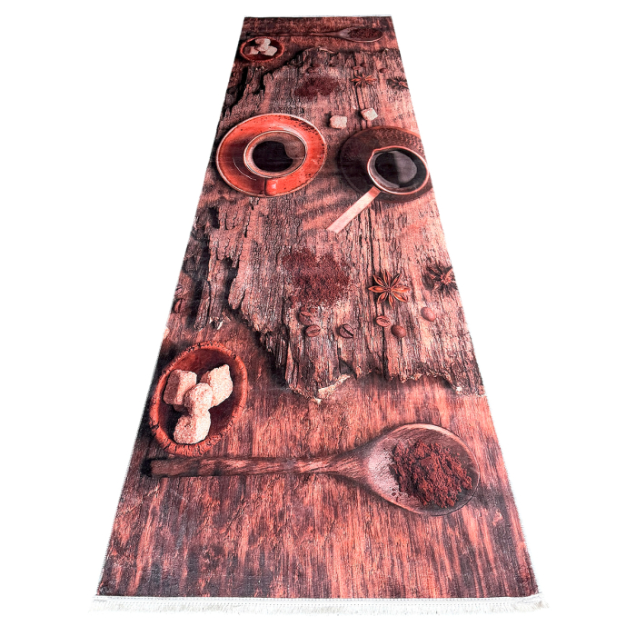 Traversă bucătărie antiderapantă, 80x300 cm, model Coffee Time Rustic, TRB1252 [7]