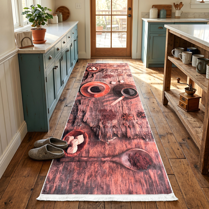 Traversă bucătărie antiderapantă, 80x300 cm, model Coffee Time Rustic, TRB1252 [2]