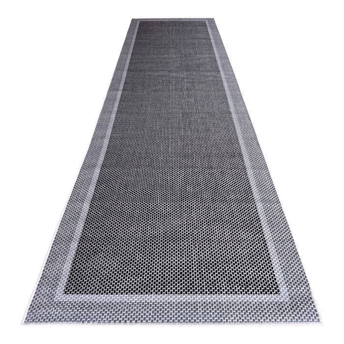 Traversă hol antiderapantă, 80x300 cm, cu Aspect de Sisal, Țesătură plată, Gri, TRV5032 [3]