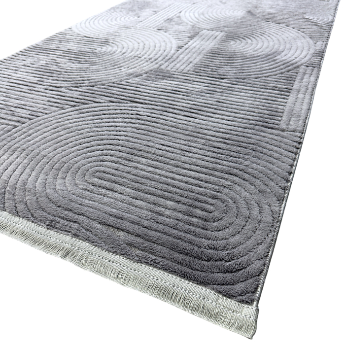 Traversă hol antiderapantă, 80x300 cm, soft 3D, model acolade, gri [4]