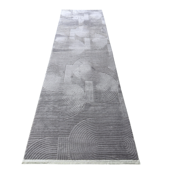 Traversă hol antiderapantă, 80x300 cm, soft 3D, model acolade, gri [3]