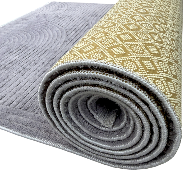 Traversă hol antiderapantă, 80x300 cm, soft 3D, model acolade, gri [7]