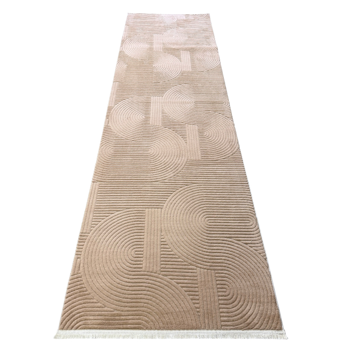 Traversă hol antiderapantă, 80x300 cm, soft 3D, model acolade, crem [3]