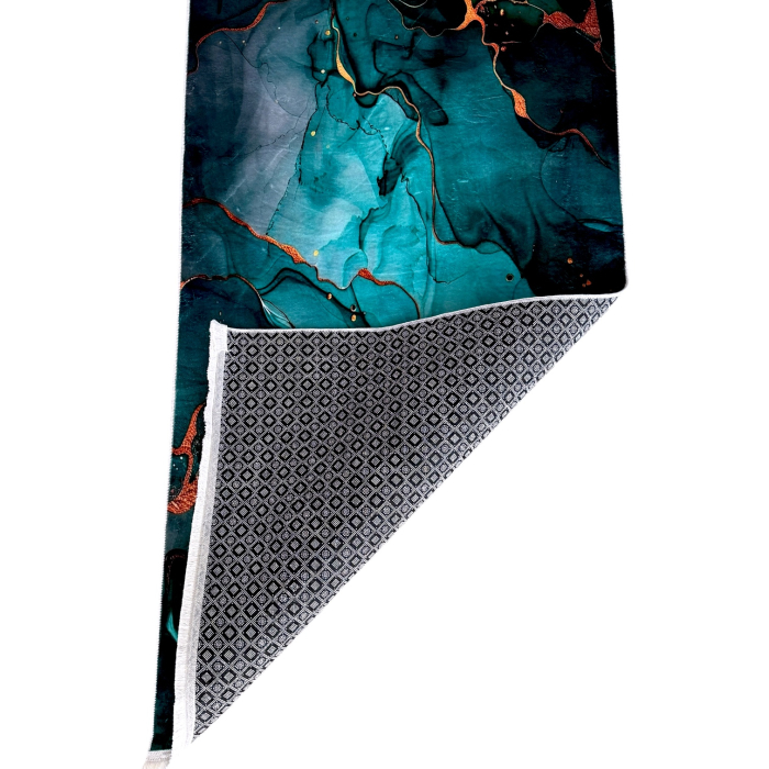 Traversă hol antiderapantă, 80x300 cm, Model Abstract Turcoaz, TRV2092 [6]