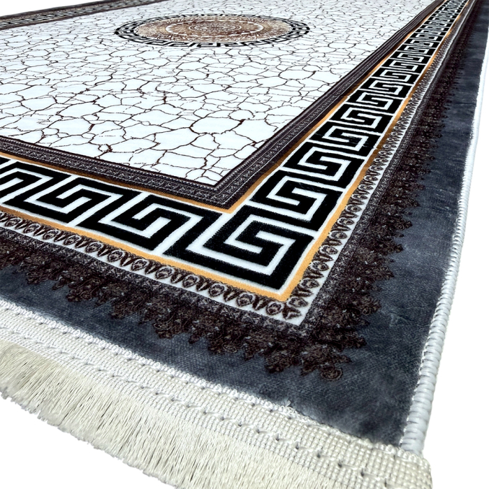 Traversă hol antiderapantă, 80x300 cm, model cu medalioane și chenar grecesc [5]