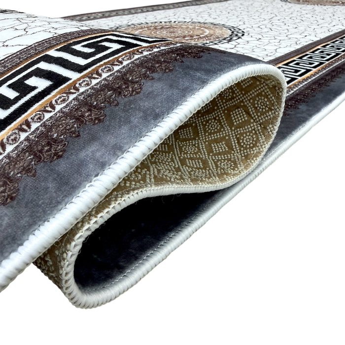 Traversă hol antiderapantă, 80x300 cm, model cu medalioane și chenar grecesc [7]