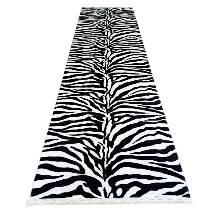 Traversă hol antiderapantă, 80x300 cm, model zebra alb-negru [3]