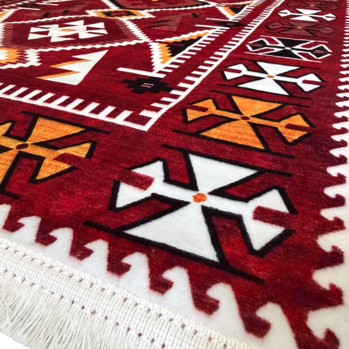 Traversă hol antiderapantă, 80x300 cm, Model Boho Roșu, TRV2312 [4]