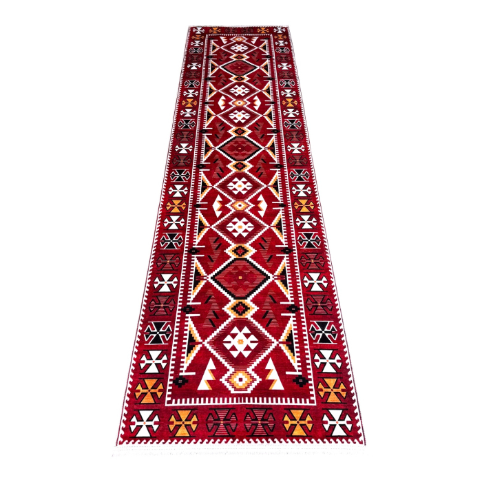 Traversă hol antiderapantă, 80x300 cm, Model Boho Roșu, TRV2312 [7]