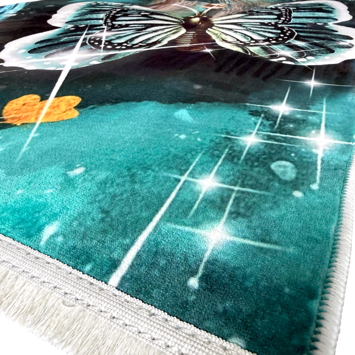 Traversă hol antiderapantă, 80x300 cm, model fluturi turcoaz, 80x300 cm, TRV2212 [3]